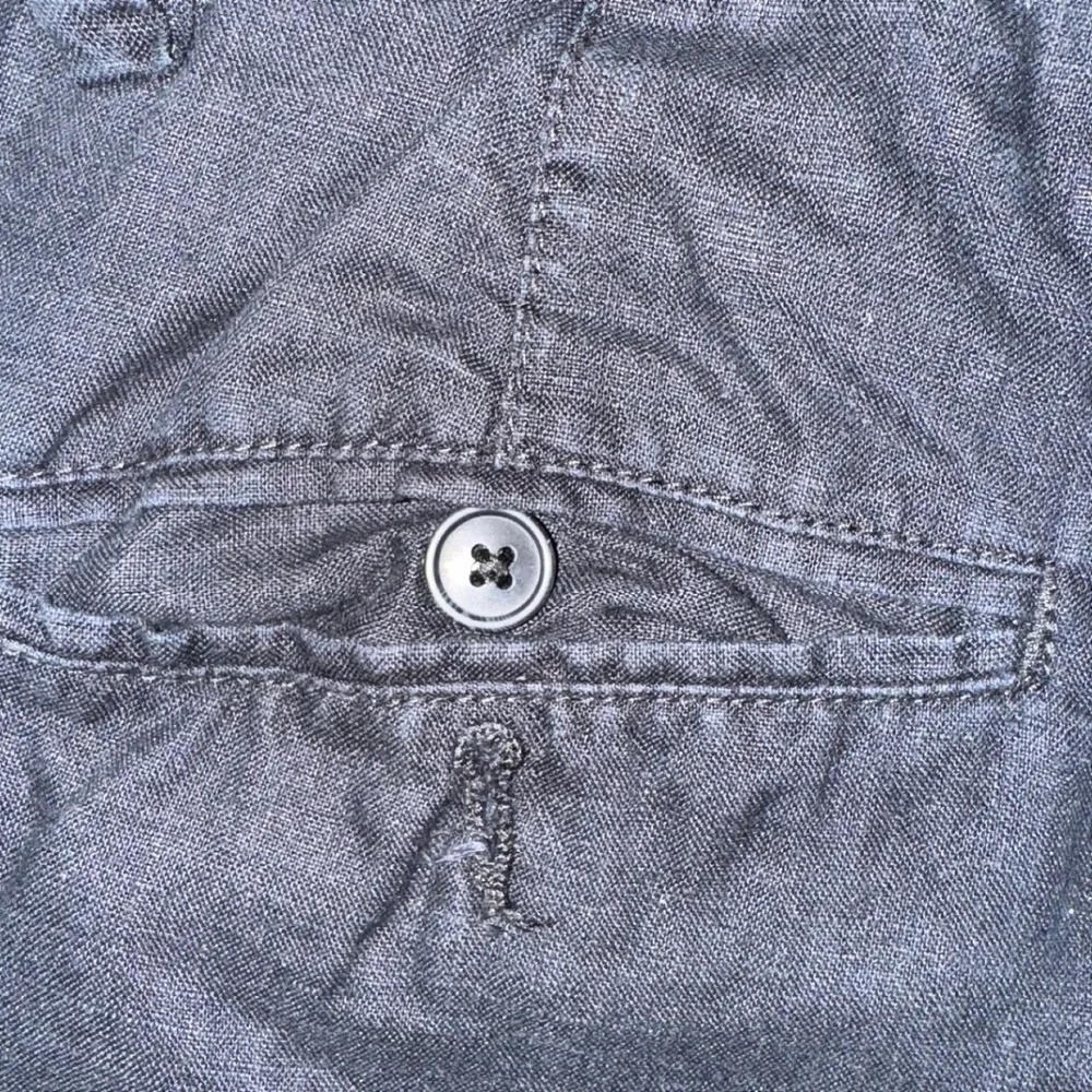 H&M Black 100% Linen‎ Straight Leg Drawstring Pants 33R Womens Mens Casual